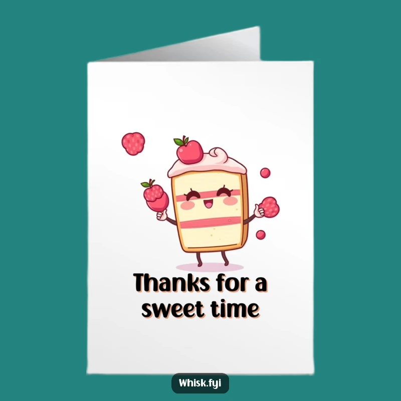 Free Printable Thank You Card: Playful Kawaii Cake Slice for Sweet Thanks