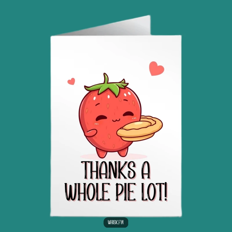 Free Printable Thank You Card: Shy Strawberry & Pie - Funny Downloadable