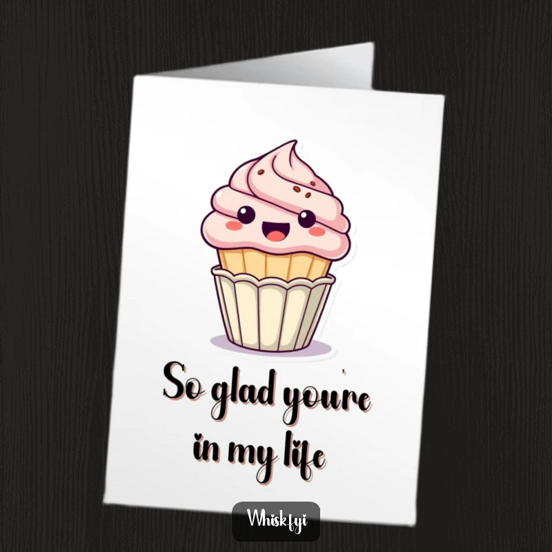 Funny Free Printable Thank You Card: A joyful kawaii cupcake bursts forth, offering a sweet and energetic expression of gratitude.
