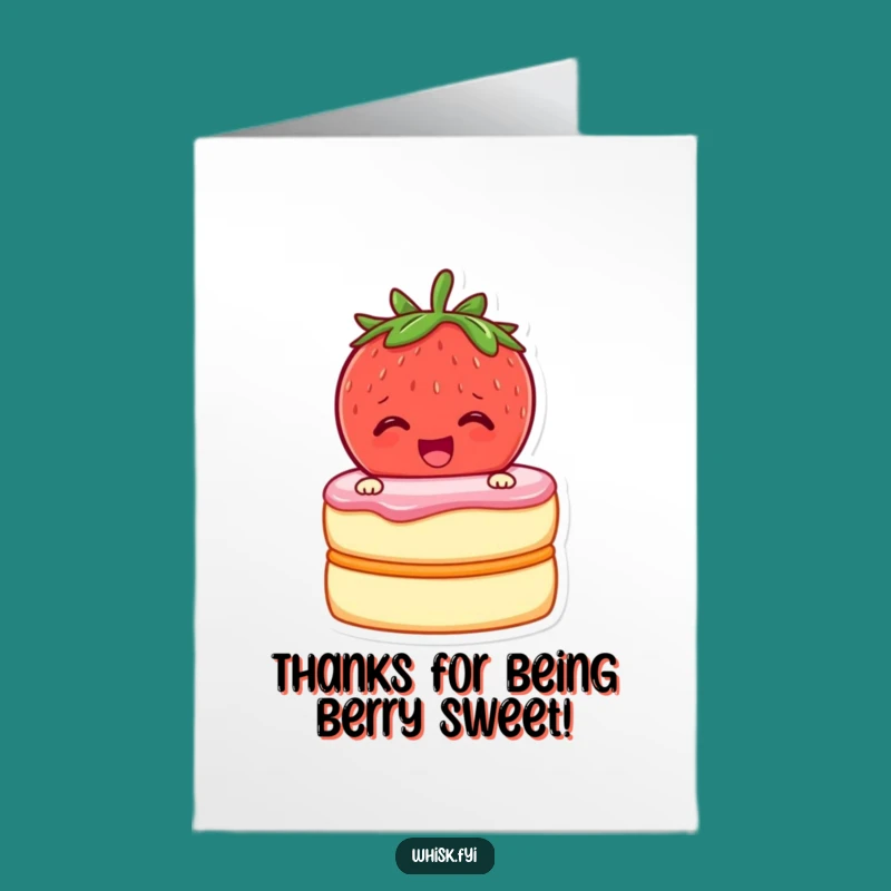 Free Printable Thank You Card: Funny Strawberry Baker, Zipping Cake Layers, Downloadable DIY Gift