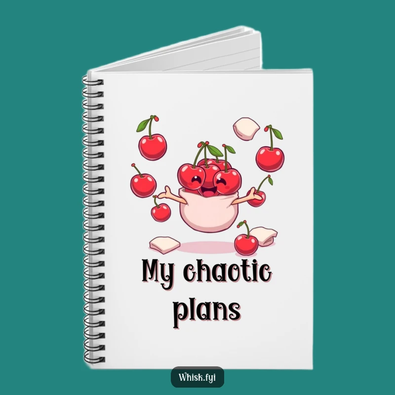 Funny Cherry Notebook - Playful Juggler Character, Jot Down Baking Ideas