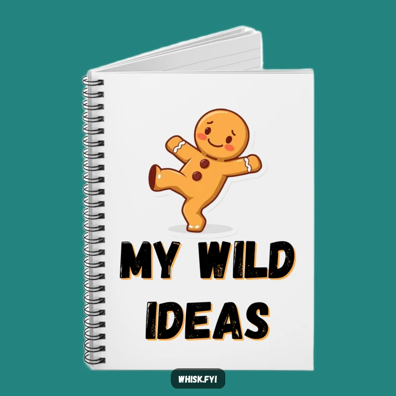 Funny Gingerbread Man Cartwheel Notebook - Cheerful Character, Jot Down Fun