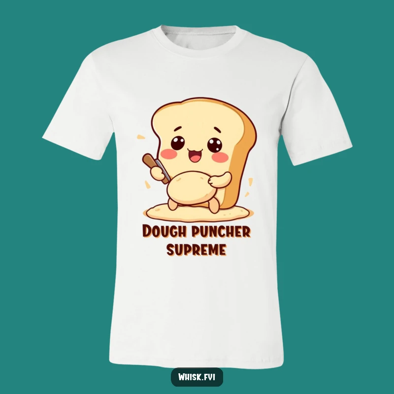 Funny Kawaii Bread T-Shirt: Energetic Baker Kneading Dough, Ideal Funny Gift