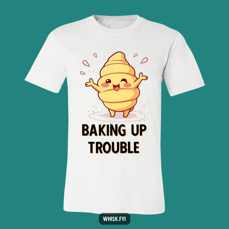 Funny Kawaii Croissant T-Shirt - Playful Flour Toss Humor Gift