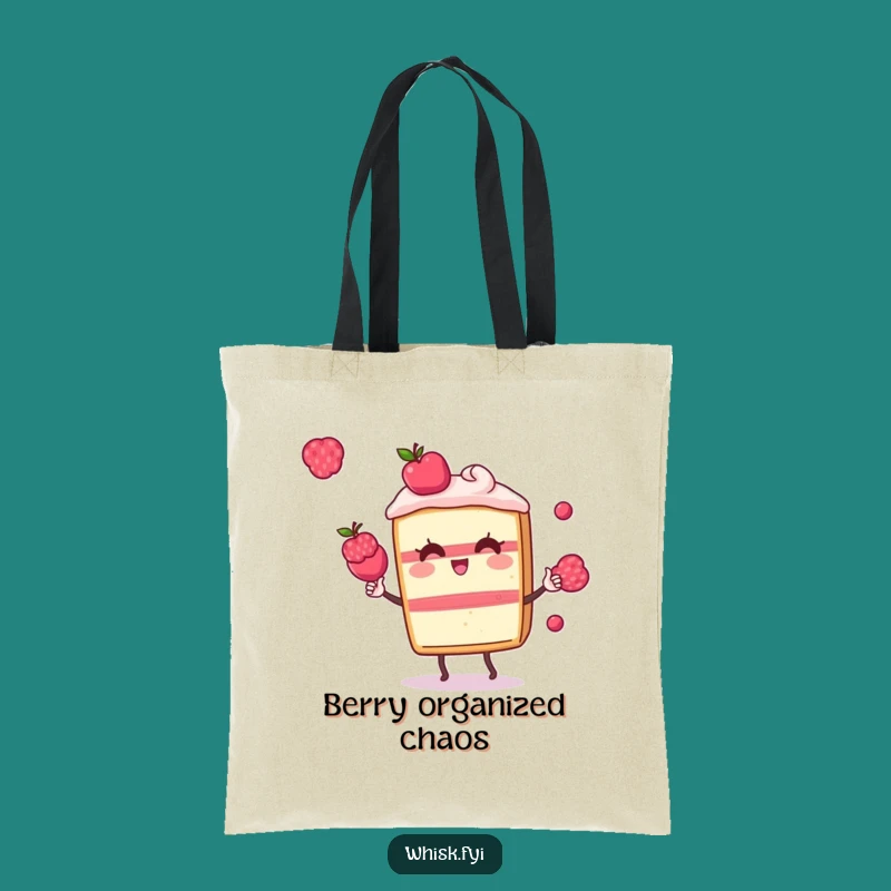 Funny Kawaii Cake Tote Bag: Berry Juggling Dessert Companion, Great Funny Gift