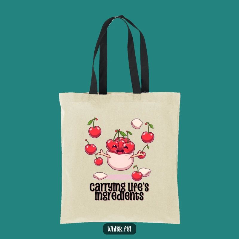 Funny Cherry Tote Bag - Playful Juggler Character, Carry Your Baking Fun