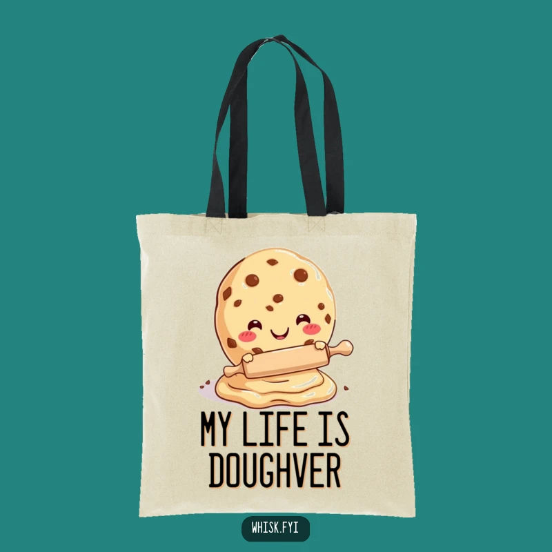 Funny Cookie Dough Rolling Tote Bag - Whimsical Baking Accessory Gift