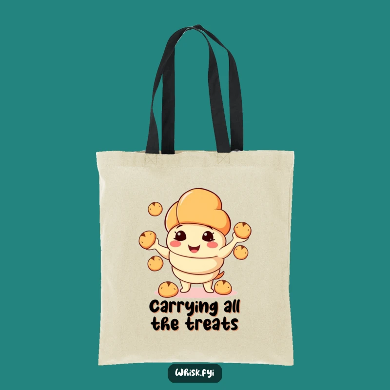 Funny Croissant Juggling Tote Bag: Bakery Shopping Bag, Hilarious Foodie Tote Gift