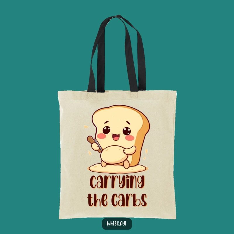 Funny Kawaii Bread Tote Bag: Baker's Buddy Kneading Dough, Great Funny Gift
