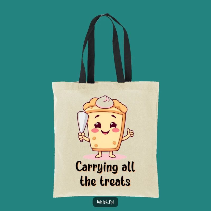 Funny Pie Slice Tote Bag - Smiling Baker Character, Carry Your Creations